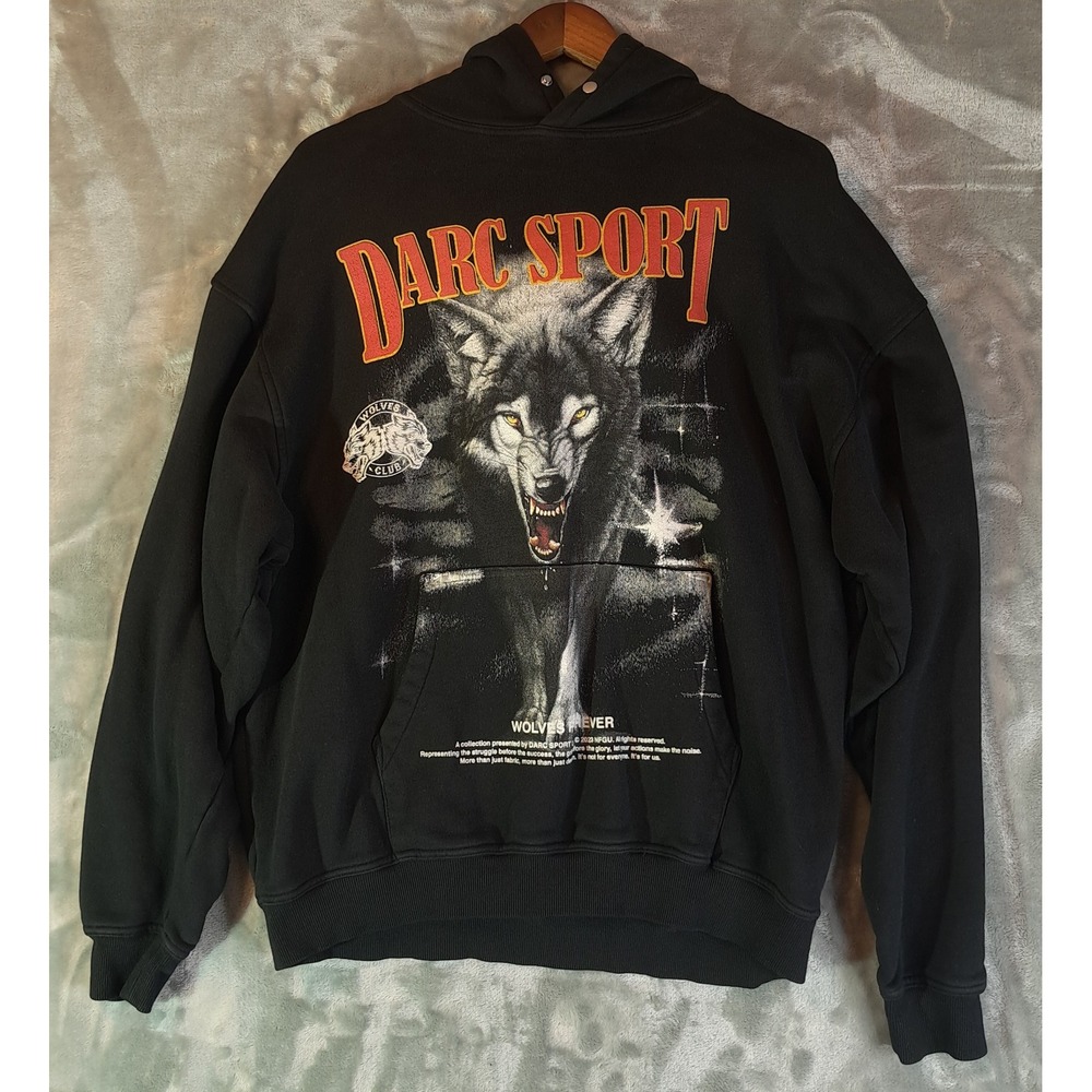 Darc Sport Wolves Forever Wolf Graphic Hoodie Black Mens Size L Large 203-1000